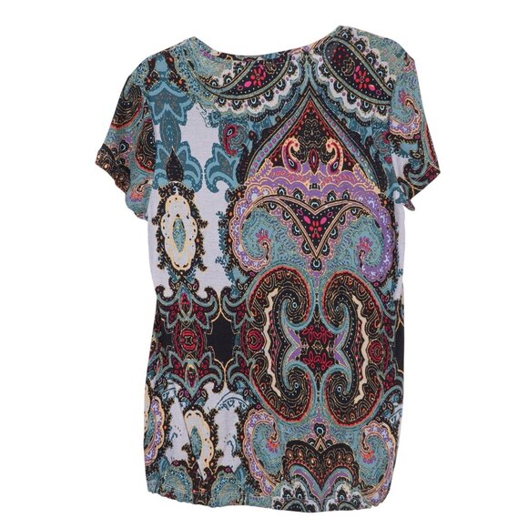 Daisy Fuentes Paisley Shirt XL Womens Short Sleeve Multicolor My Favorite T - Picture 6 of 6